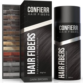 CONFIERR Hair Fibers for Men & Women (30 Grams, Dark Brown) - Fill In Fine or Thinning Hair, Instantly Thicker, Fuller Looking Hair