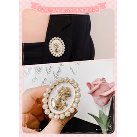 Victorian Lady Vintage Brooch for Women Lady Beauty Head Cameo Brooch Pins Pearl Brooch Badge Pin for Coat Jacket Dress Scarf Shawl Wedding Jewellery Accessories