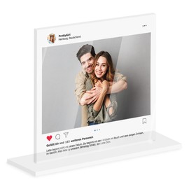GRAVURZEILE Your Post as Social Glass with Photo and Desired Text - Photo Gift - Gift for Men & Women - Valentine's Day Gift Idea for Him and Her - Social Media Meets Acrylic Glass Decoration