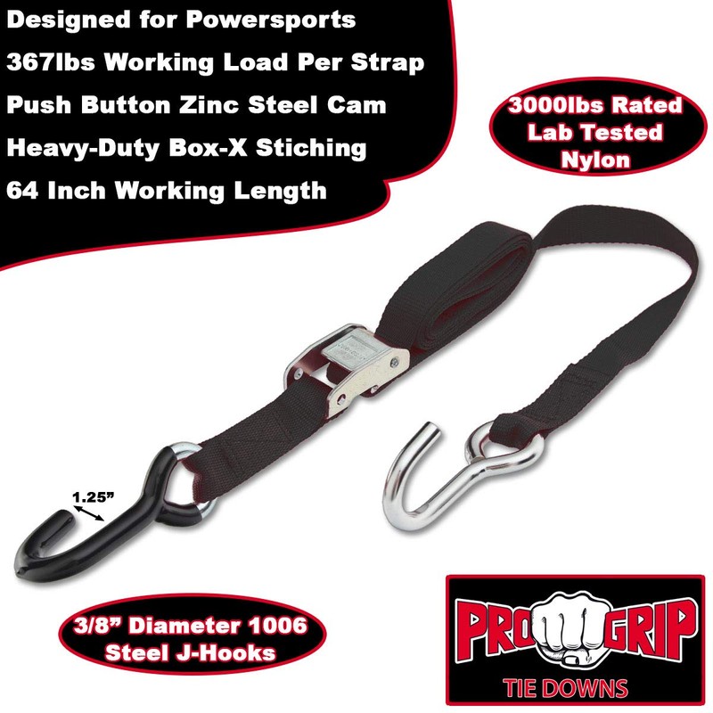 Progrip Powersports Motorcycle Tie Down Straps Lab Tested (4 Pack)