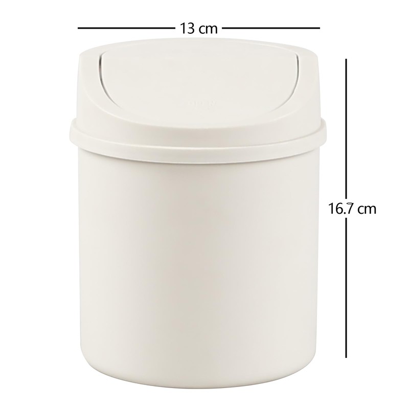 Zerdyne 2 L Plastic Mini Trash Bin with Swing-Top Lid,