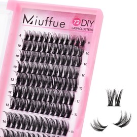 Miuffue Lash Clusters DIY Eyelash Extensions 72Pcs Individual Wispy False Lashes C Curl Fluffy DIY Lash Extensions Mixed 8-16mm Thin Band Cluster Eyelash Extensions (Luxury)