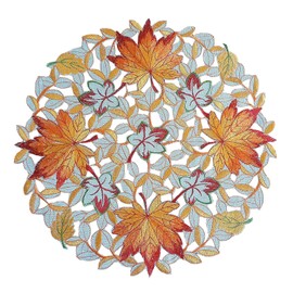Granddeco Camino de mesa de Acción de Gracias, bordado de hojas de arce cortadas, cubierta de mesa, decoración de otoño u otoño (juego de 4 manteles individuales de 35,56 cm, hojas de arce-2)