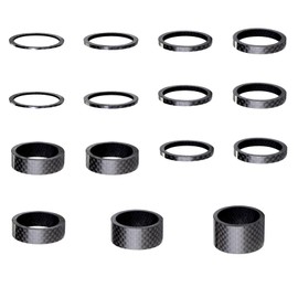 Yphzmtz Pack of 15 Headset Spacers for Bicycle, 7 Sizes Carbon Fibre Road Bike Stem Spacer Rings Bicycle Fork Spacers Kit 1mm/2mm/3mm/5mm/10mm/15mm/20mm