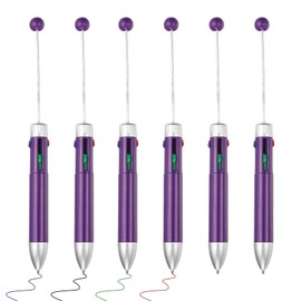 PATIKIL 4 Colors Beadable Pens, 6Pcs Retractable Pen 1.0mm Point Bead Pen Creative DIY Ballpoint Pens for Teacher Office DIY Crafts Party Decorations, Dark Purple