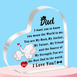 QMVMV Dad Gifts from Son Daughter Heart-Shaped Acrylic Plaque Gifts for Dad Birthday Thanksgiving Father's Day Gift for Dad Best Dad Gifts