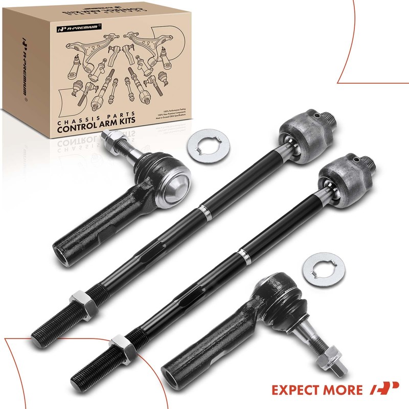 A-Premium Set of 4, Front Inner & Outer Tie Rod