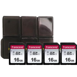 4X Transcend 16GB UHS-I U1 SD Memory Card + Memory Card Holder