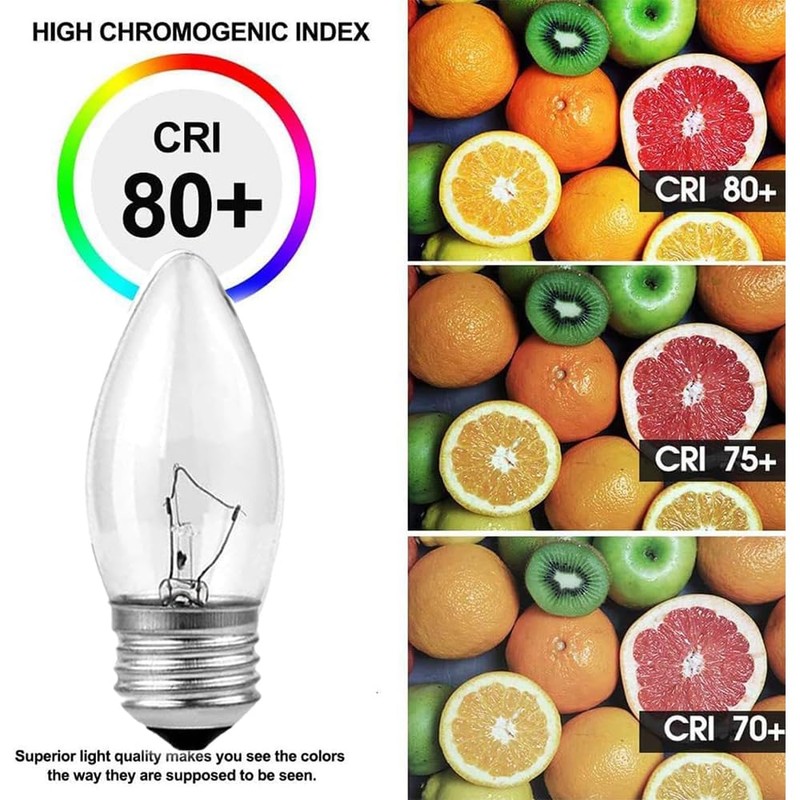 40W Incandescent Chandelier Bulbs - Crystal Clear, Torpedo Tip, Medium
