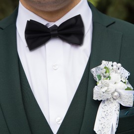 JIEYAO 50 Pack Black Bow Ties for Men, Pre-Tied Adjustable Satin Bow Ties Formal Tuxedo Bowties for Wedding Party