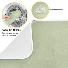 Sage Green Solid Color Dish Drying Mat 18x24in, Microfiber Dish Drying Rack Pads Dish Drainer Mats Washable Heat-Resistant