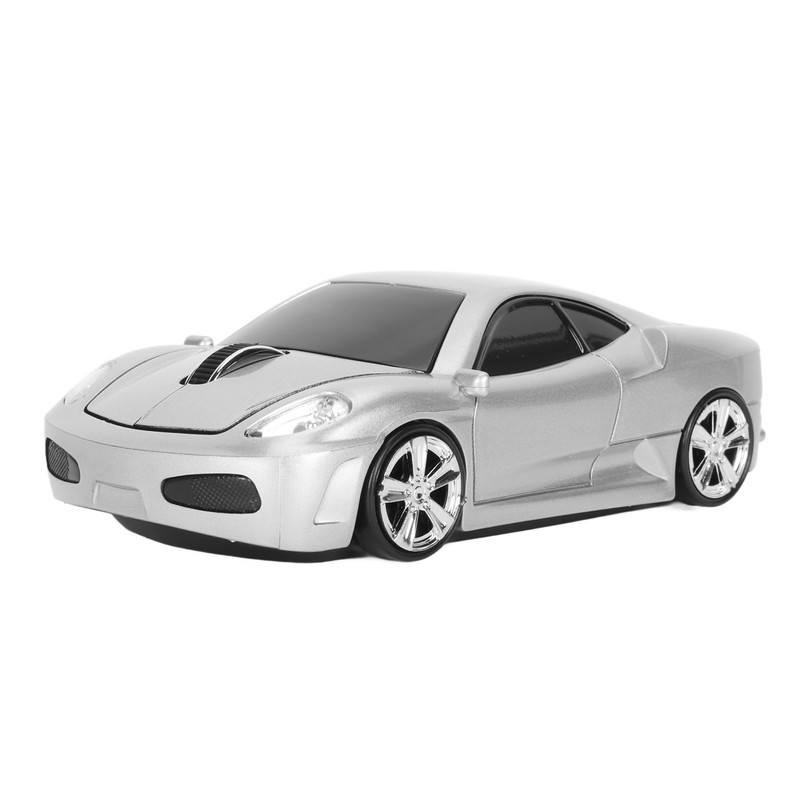 Wireless Mouse Silver Sports Car Style 2.4GHz USB Receiver 1600DPI
