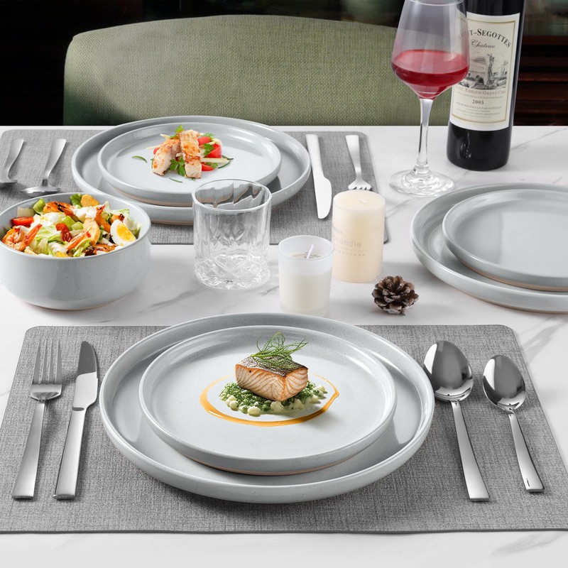LIANYU Stoneware Dinnerware Sets for 4, 12-Piece Kitchen Dinner Dish