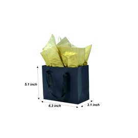 JUNESHE Small Gift Bags with Handles & Tissue Paper,6 Pack 6.3"×3.1"×5.1" Mini Black Gift Bags, Tiny Gift Wrap for Jewelry box, Candles, Retail, Birthday Party Favors, Baby Shower