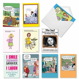 NobleWorks 10 Assorted Box Set Funny Father's Day Greeting cards w/ 5x7 Envelope for Dad, Pa, Pop (10x1 Designs) Daddy's Little Girl AC10371FDG-B1x10