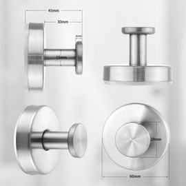 Hshenjhu Pack of 4 Suction Cup Hooks, Silver No Drilling Suction Cup Hooks, Reusable Stainless Steel Bathroom Suction Hooks, Towel Holder Suction Cup for Bathroom and Kitchen