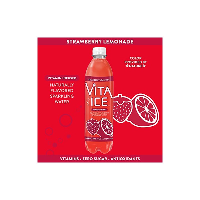 Vita Ice Strawberry Lemonade, 12 Pack, 17 oz. Bottles
