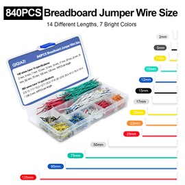 840 Stück Breadboard Jumper Wire, Jumper Kabel, Elektronik Steckbrett Steckbrücken Drahtbrücken Set mit 14 Verschiedene Längen Jumper Kabel Drähte Kit Male zu Male mit Kunststoffclips