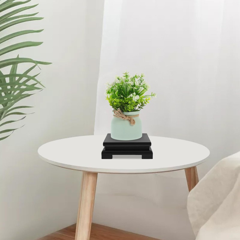 POPETPOP Chinese Plant Stand Oriental Furniture Wooden Display Base Square