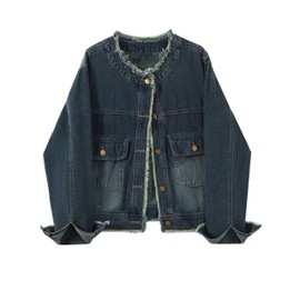 Unilexi Womens Vintage Denim Jacket Distressed Jean Jacket Cute Boyfriend Fall Denim Outfit(0288-Blue-M)