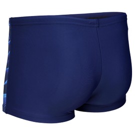 Aquarti Men's Swimming Trunks Short Sporty Stripes, 11307 dark blue/blue