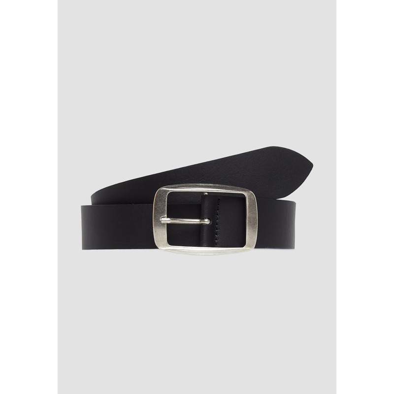 s.Oliver Leather Belt with Square Clasp, black