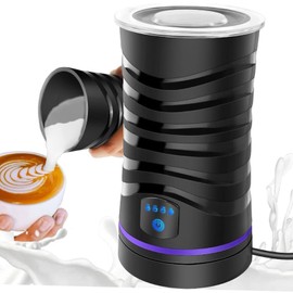 Milk Frother, Electric Milk Frother, 4 in 1 Milk Steamer, 20oz/600ml Automatic Warm and Cold Foam Maker for Coffee, Latte, Cappuccino, Macchiato, Hot Chocolate, Auto Shut-Off, Silent Operation, Black