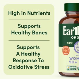 EarthFirst Organic Once Daily Multivitamin for Women 50+, Supports Bone Strength, Energy, and Heart Health, 60 Count
