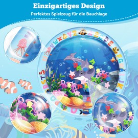 WUISOLQP Water Mat Baby Water Play Mat Toy Play Mat Baby Inflatable Tummy Time Mat Children's Toy Play Mat for 3 6 9 Months Baby Sensory Development Training (Rounds)