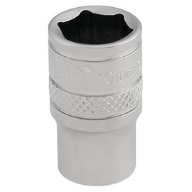 Draper 16514 1/4" Square Drive Micro Satin Chrome Metric Socket, 10 mm Size, Blue