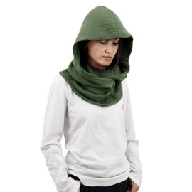 Women Men Fashion Pullover Scarf Hooded Scarf | Multifunctional Medieval Linen Cotton Cowl Hood Vintage Goth Cape Costume (Army Green)