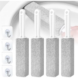 Piedra Pómez de Limpieza 4Pcs - Limpiador de Inodoro con Mango, Cepillo de Piedra Pómez para Baño, Inodor, Cocina, Parrilla, Eliminar Callos, con 4 Ganchos