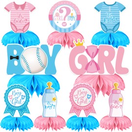SKTMH 9Pcs Baby Shower Decorations Baby Gender Reveal Honeycomb Centerpieces Boy or Girl Table Centerpieces Blue and Pink Party Table Decor for Pregnancy Announcements Newborn Party Supplies