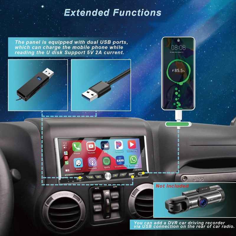 Single Din Car Radio Compatible with Wireless Apple CarPlay, Car