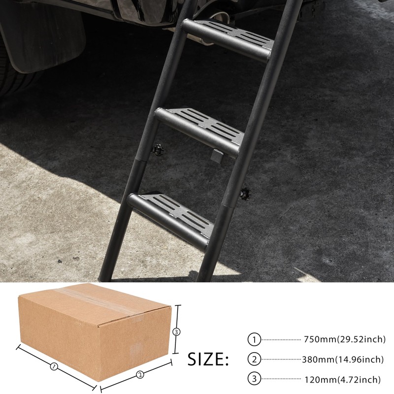 42" Foldable Pickup Truck Tailgate Ladder with Grab Handle |