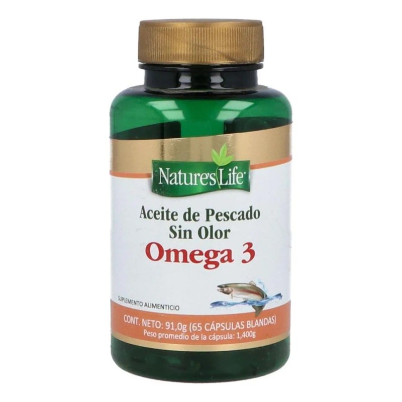 Cápsulas X65 Aceite De Pescado Sin Sabor Omega 3 Natures