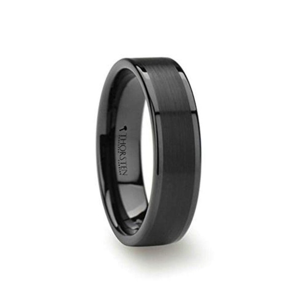 Thorsten VULCAN Black Tungsten Ring with Brushed Finish and Polished