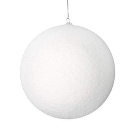 Vickerman 4" Christmas Ornament Flocked Ball, White Flocked Finish, Shatterproof Plastic, Holiday Christmas Tree Decoration, 6 Pack