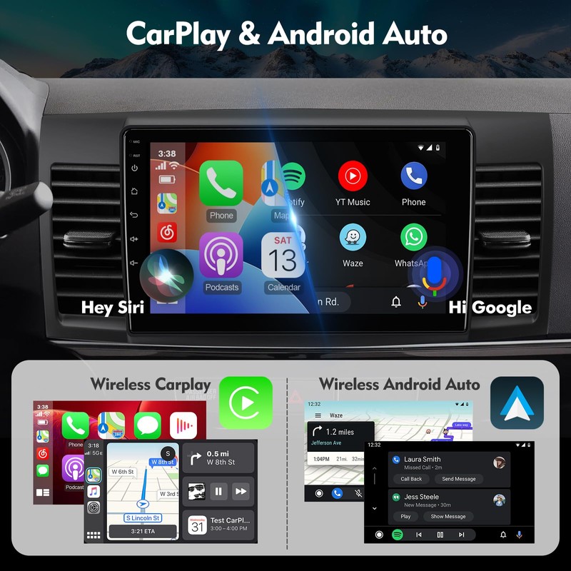10.1 Inch IPS Touchscreen Android 12 Car Stereo for Mitsubishi