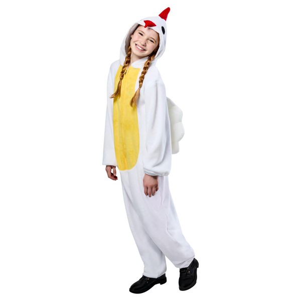 Rubies Chicken Comfywear Hooded Jumpsuit for Kids, Unisex L/XL