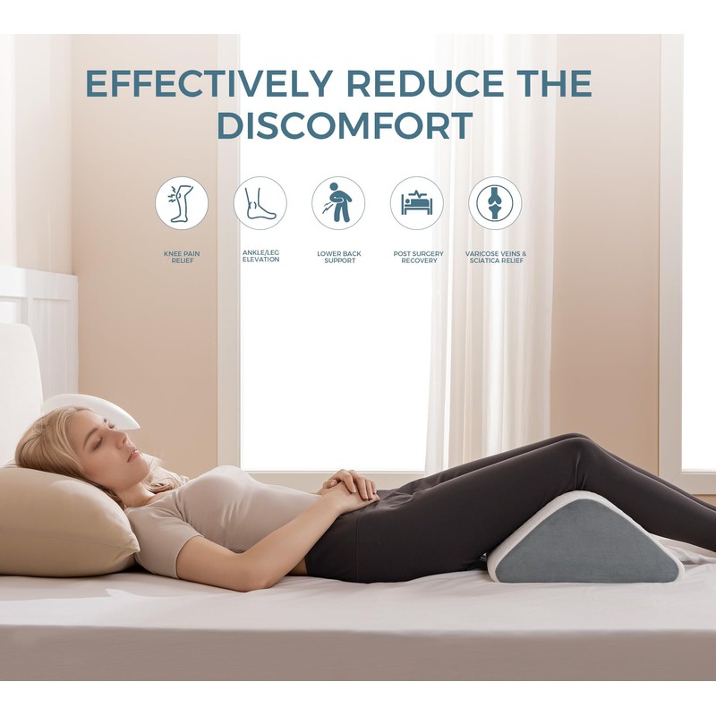 Knee Wedge Pillow 6.3'' for Post-Surgery Recovery-Leg Elevation Support for