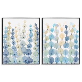 Stupell Industries Seaweeds and Ocean Plants Blue Green Pattern, Design by Albert Koetsier Wall Art, 2pc, Each 11 x 14, Black Framed