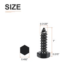 DTGN 5/16" x 1" Hex Lag Bolts - 20 Pack - for Woodworking, Furniture - 304 Stainless Steel Full Thread Hexagon Head Lag Screws for Wood - Black