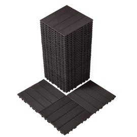 36-pack Interlocking Deck Tiles 11.6"x11.6" 36 Sq. ft Waterproof Plastic Outdoor Flooring for All Weather Patio Decking DeckingQuantity: 36 pcs, Color: Dark Brown - PP Color