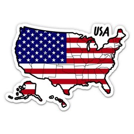 Squiddy USA United States of America Map with Flag - Vinyl Sticker for Car, Laptop, Notebook - 5"