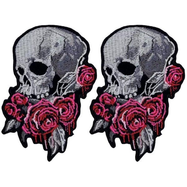 Unbranded Bleeding Roses Skull Patch Embroidered | 2PC iron on