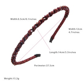 scicent Headbands for Women's Hair 2 Pieces Wedding Bridal Hair Band Faux Pearl Rhinestones Head Band Crystal Flower Hairbands for Women Girls Party Costume (Navy+Red) - 19622