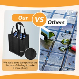cobee 4 Pcs 6 Bottle Wine Tote Bags, Wine Bottle Carrier Tote with Extra Bottom Padding Reusable Non-Woven Wine Bags Wine Gift Bag for Travel Camping Party