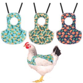 NeoBusy Chicken Saddle for Hens, 3 Pack Chicken Aprons with Unique Print Design, Adjustable Back Straps, Breathable Feather Protection, Comfortable, Easy to Use (Fruit)