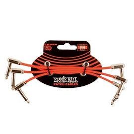 Ernie Ball Paquete de 3 cables de conexión de cinta plana de 6 pulgadas - Rojo
